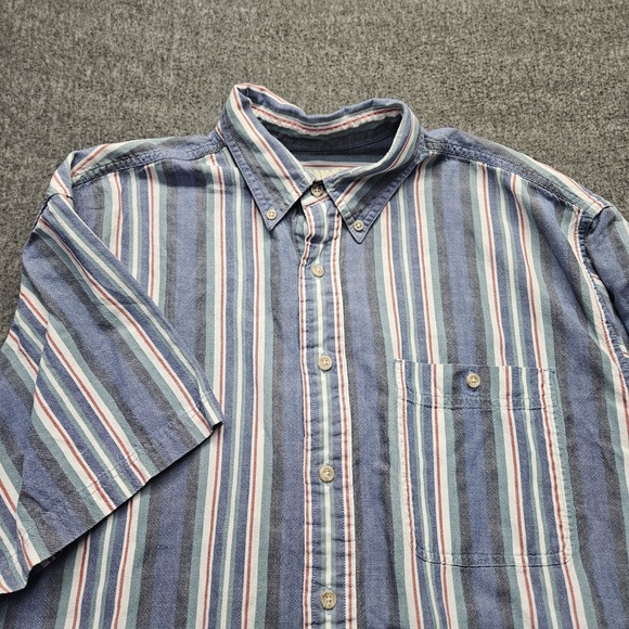 Eddie Bauer Other - Vintage Eddie-Bauer Vertical-Stripes Shirt L Summer Style Blue Red White